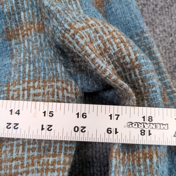 Four Corners Button Blazer Wool Coat Actual 32x26.5 Blue Gray Plaid Front Pocket - Picture 11 of 11